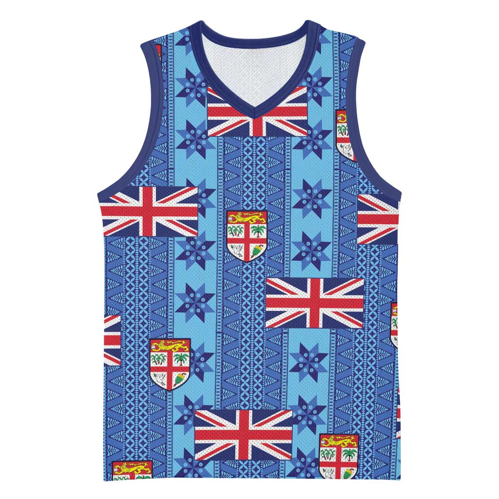 Fiji Masi Tapa Basketball Jersey Coat Of Arms - Polynesian Pride