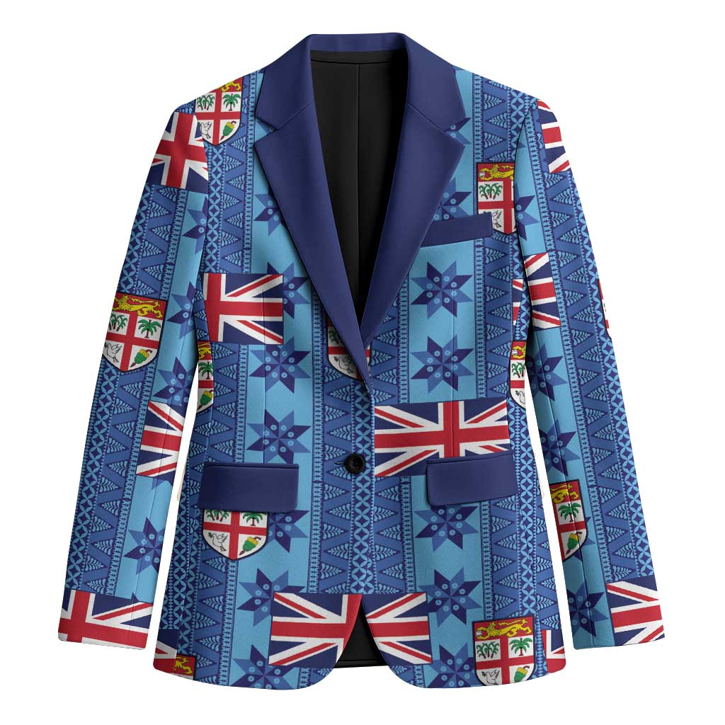 Fiji Masi Tapa Blazer Coat Of Arms LT05 Unisex Blue - Polynesian Pride