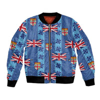Fiji Masi Tapa Bomber Jacket Coat Of Arms LT05 Unisex Blue - Polynesian Pride