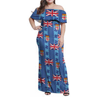 Fiji Masi Tapa Family Matching Off Shoulder Maxi Dress and Hawaiian Shirt Coat Of Arms - Polynesian Pride