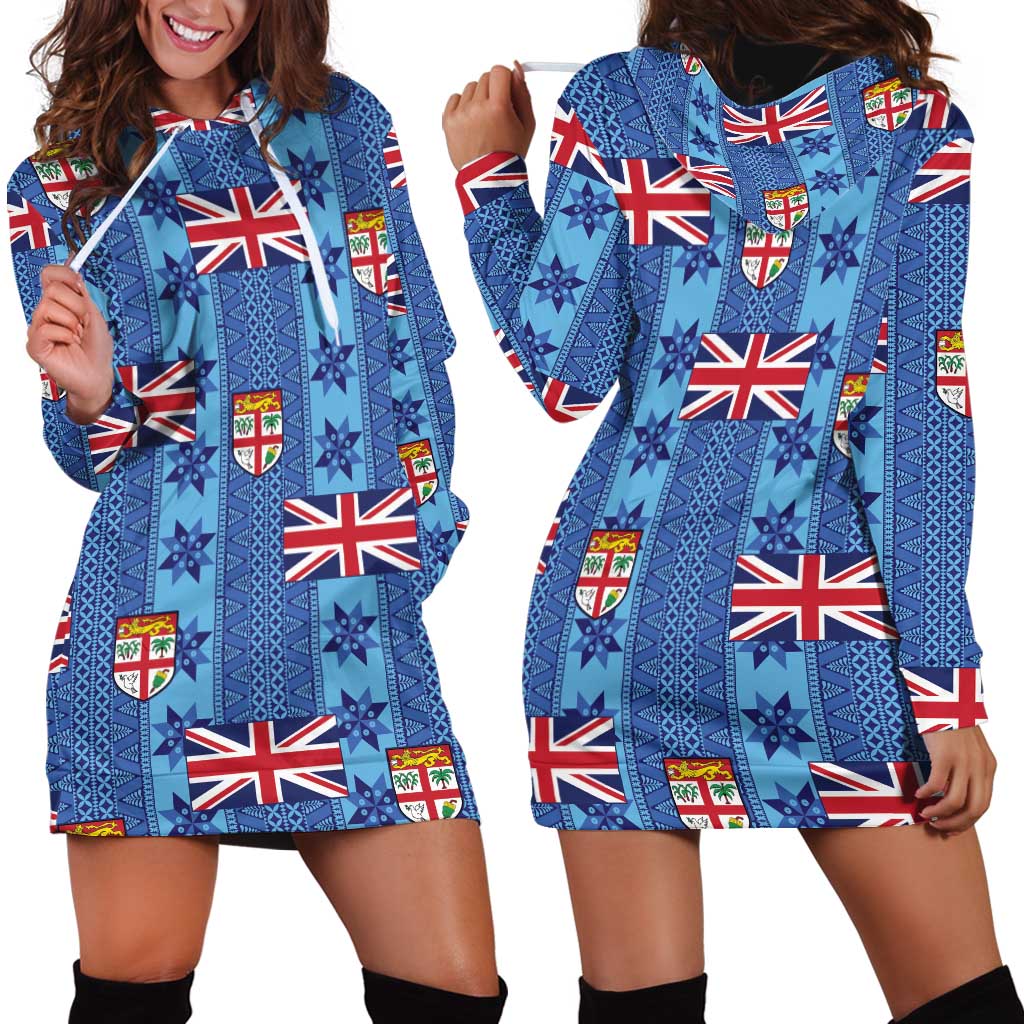 Fiji Masi Tapa Hoodie Dress Coat Of Arms - Polynesian Pride