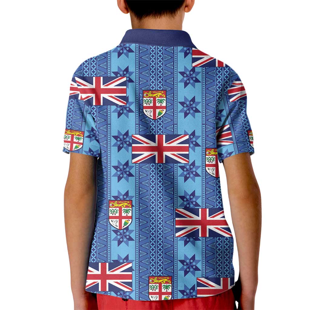 Fiji Masi Tapa Kid Polo Shirt Coat Of Arms - Polynesian Pride
