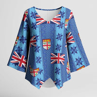 Fiji Masi Tapa Kimono Sleeve Blouse Coat Of Arms - Polynesian Pride