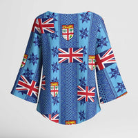 Fiji Masi Tapa Kimono Sleeve Blouse Coat Of Arms - Polynesian Pride