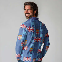 Fiji Masi Tapa Long Sleeve Polo Shirt Coat Of Arms - Polynesian Pride