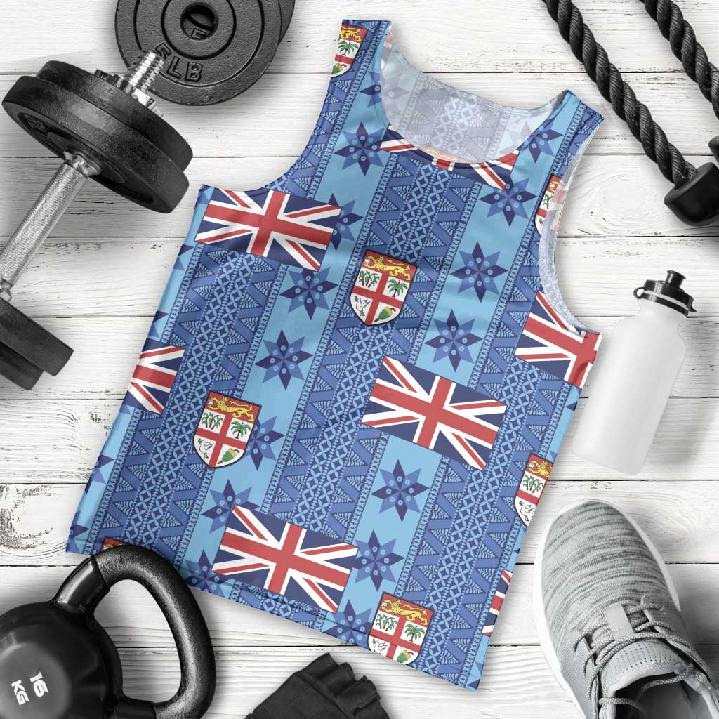 Fiji Masi Tapa Men Tank Top Coat Of Arms - Polynesian Pride