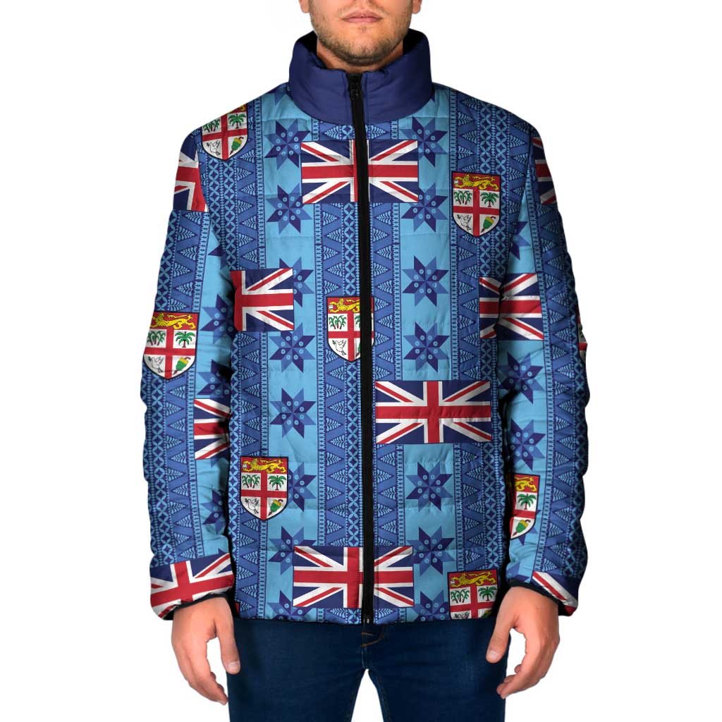 Fiji Masi Tapa Padded Jacket Coat Of Arms - Polynesian Pride