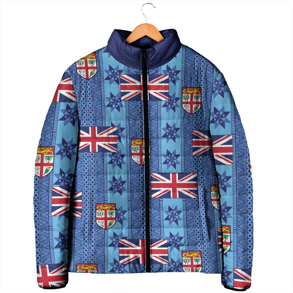 Fiji Masi Tapa Padded Jacket Coat Of Arms - Polynesian Pride