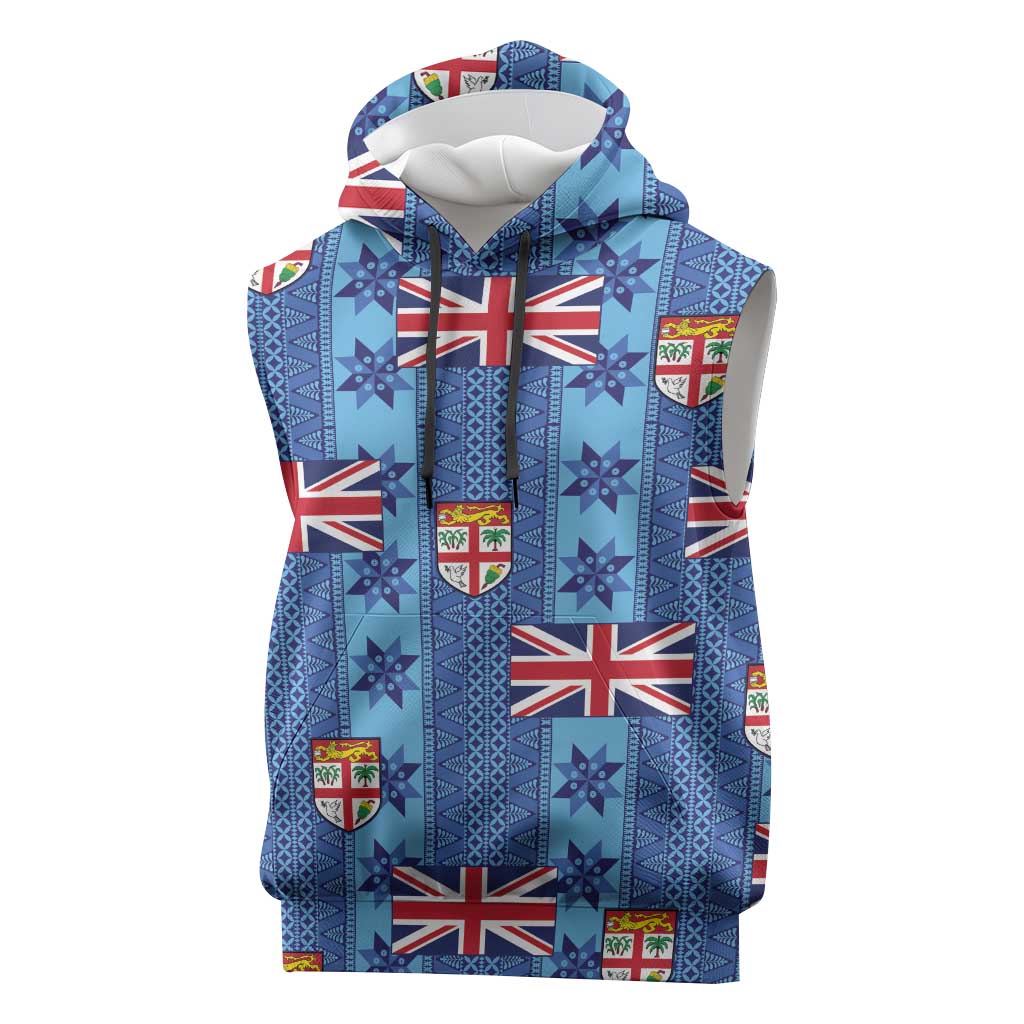 Fiji Masi Tapa Sleeveless Hoodie Coat Of Arms - Polynesian Pride
