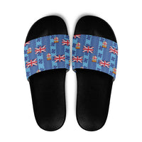 Fiji Masi Tapa Slide Sandals Coat Of Arms LT05 Blue - Polynesian Pride