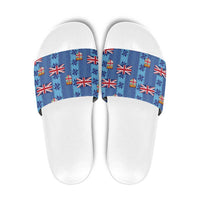 Fiji Masi Tapa Slide Sandals Coat Of Arms LT05 Blue - Polynesian Pride
