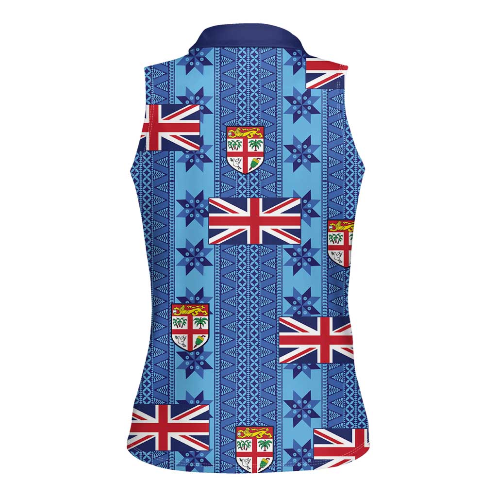 Fiji Masi Tapa Women Sleeveless Polo Shirt Coat Of Arms - Polynesian Pride