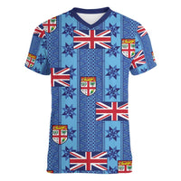Fiji Masi Tapa Women V-Neck T-Shirt Coat Of Arms - Polynesian Pride