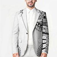 Polynesian Chief Inspired Costume Blazer Tribal Pattern With Tooth Necklace White LT05 - Polynesian Pride