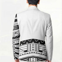 Polynesian Chief Inspired Costume Blazer Tribal Pattern With Tooth Necklace White LT05 - Polynesian Pride