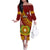 Custom Vavau High School Family Matching Off Shoulder Long Sleeve Dress and Hawaiian Shirt Tongan Kupesi Pattern LT05 Mom's Dress Red - Polynesian Pride