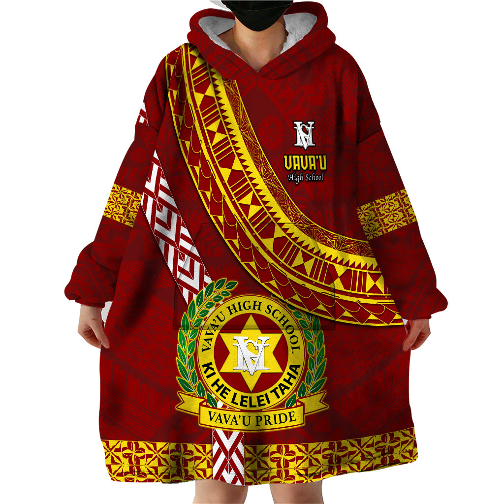 Custom Vavau High School Wearable Blanket Hoodie Tongan Kupesi Pattern LT05 - Polynesian Pride