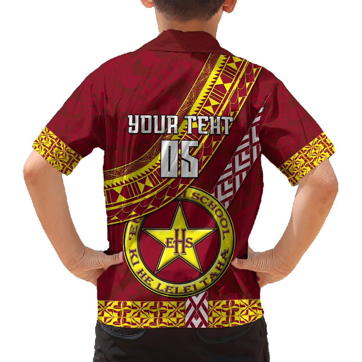 Custom Eua High School Kid Hawaiian Shirt Tongan Kupesi Pattern LT05 - Polynesian Pride