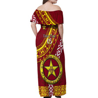 Custom Eua High School Off Shoulder Maxi Dress Tongan Kupesi Pattern LT05 - Polynesian Pride