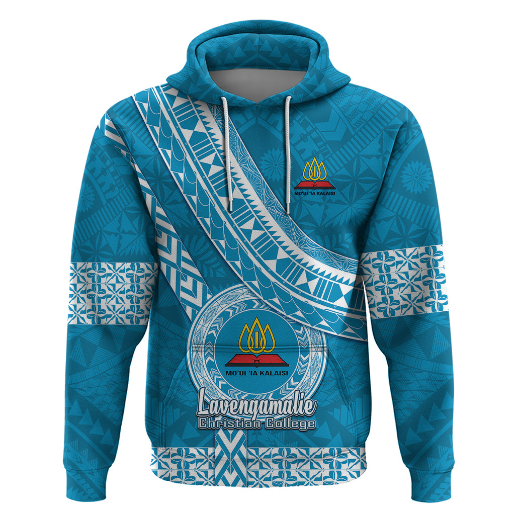 Custom Lavengamalie College Hoodie Tongan Kupesi Pattern LT05 Pullover Hoodie Blue - Polynesian Pride