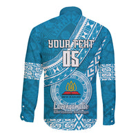 Custom Lavengamalie College Long Sleeve Button Shirt Tongan Kupesi Pattern LT05 - Polynesian Pride