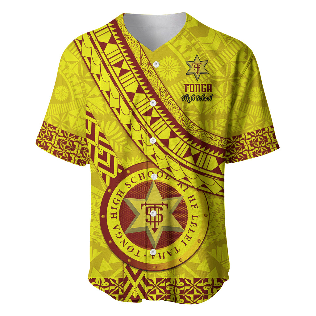 Custom Tonga High School Baseball Jersey Tongan Kupesi Pattern LT05 Yellow - Polynesian Pride