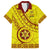 Custom Tonga High School Family Matching Off Shoulder Maxi Dress and Hawaiian Shirt Tongan Kupesi Pattern LT05 Dad's Shirt - Short Sleeve Yellow - Polynesian Pride