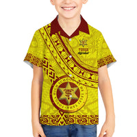 Custom Tonga High School Kid Hawaiian Shirt Tongan Kupesi Pattern LT05 Kid Yellow - Polynesian Pride