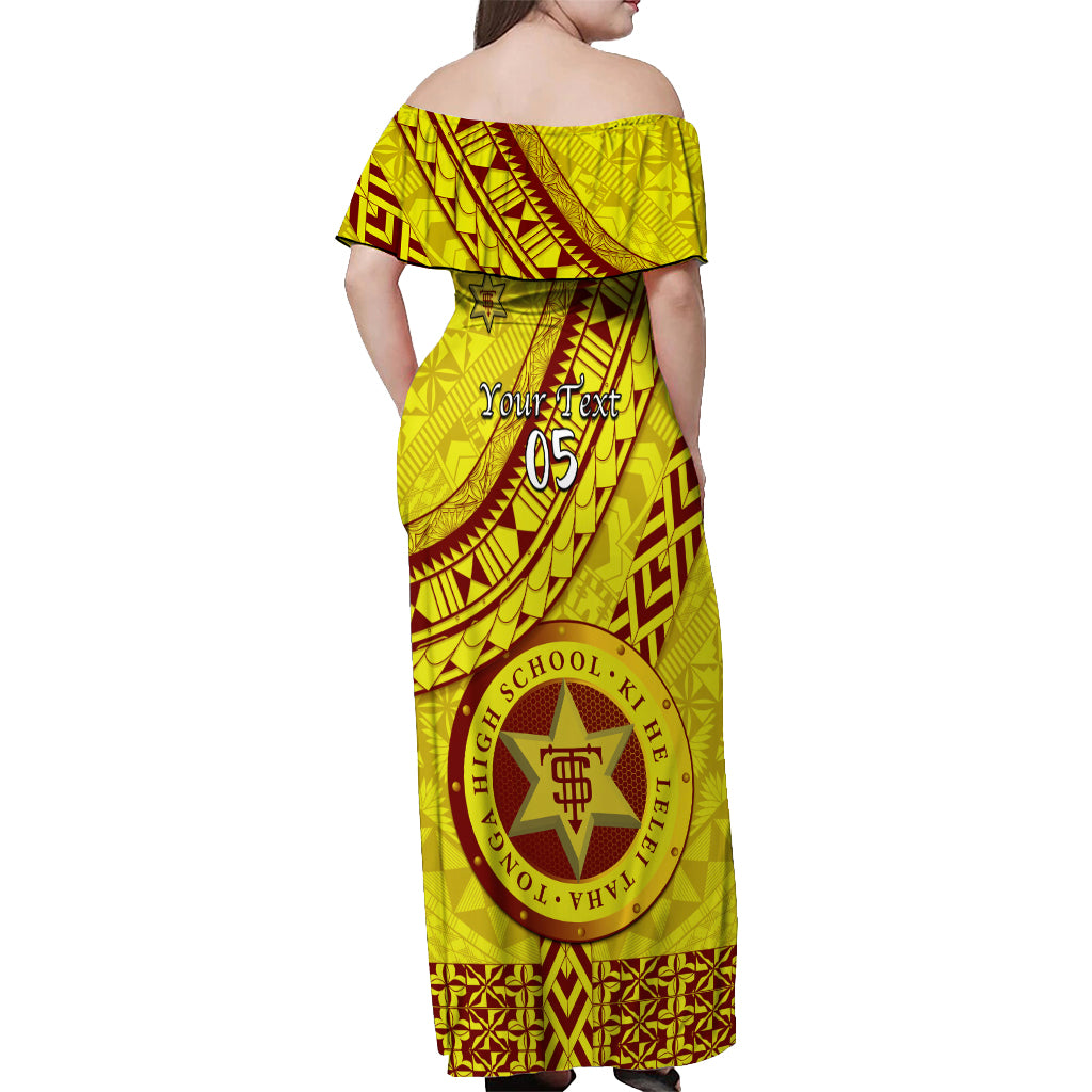Custom Tonga High School Off Shoulder Maxi Dress Tongan Kupesi Pattern LT05 - Polynesian Pride