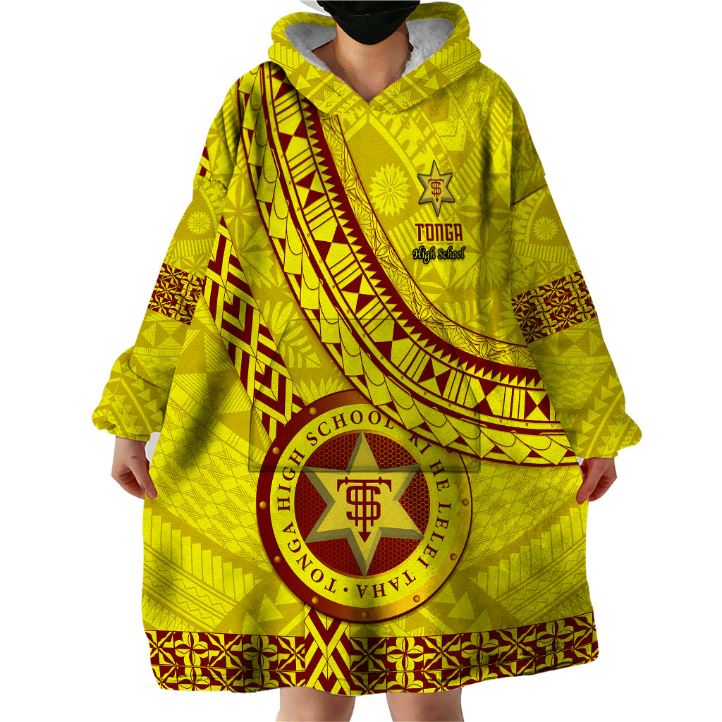 Custom Tonga High School Wearable Blanket Hoodie Tongan Kupesi Pattern LT05 - Polynesian Pride
