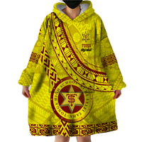 Custom Tonga High School Wearable Blanket Hoodie Tongan Kupesi Pattern LT05 - Polynesian Pride