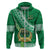 Custom Saineha High School Hoodie Tongan Kupesi Pattern LT05 Zip Hoodie Green - Polynesian Pride