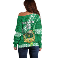 Custom Saineha High School Off Shoulder Sweater Tongan Kupesi Pattern LT05 - Polynesian Pride