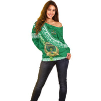Custom Saineha High School Off Shoulder Sweater Tongan Kupesi Pattern LT05 - Polynesian Pride