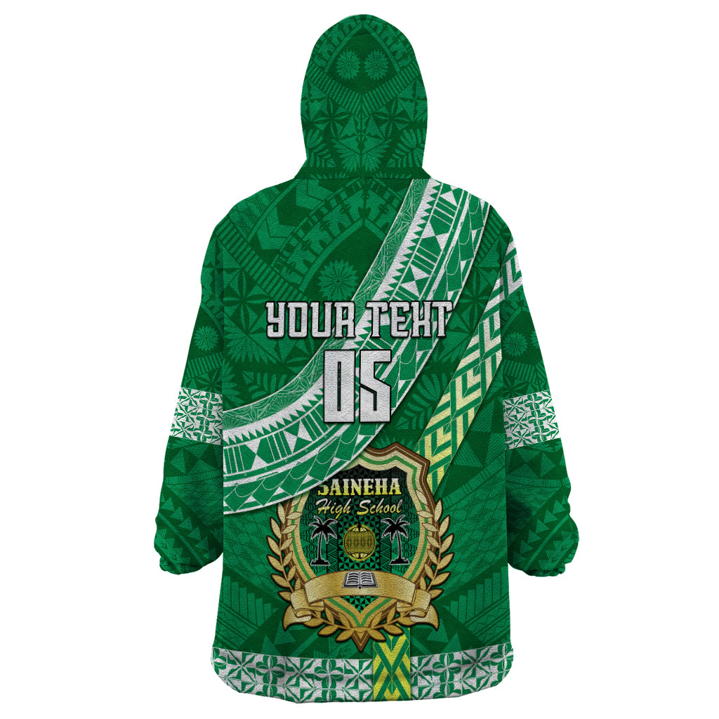Custom Saineha High School Wearable Blanket Hoodie Tongan Kupesi Pattern LT05 - Polynesian Pride