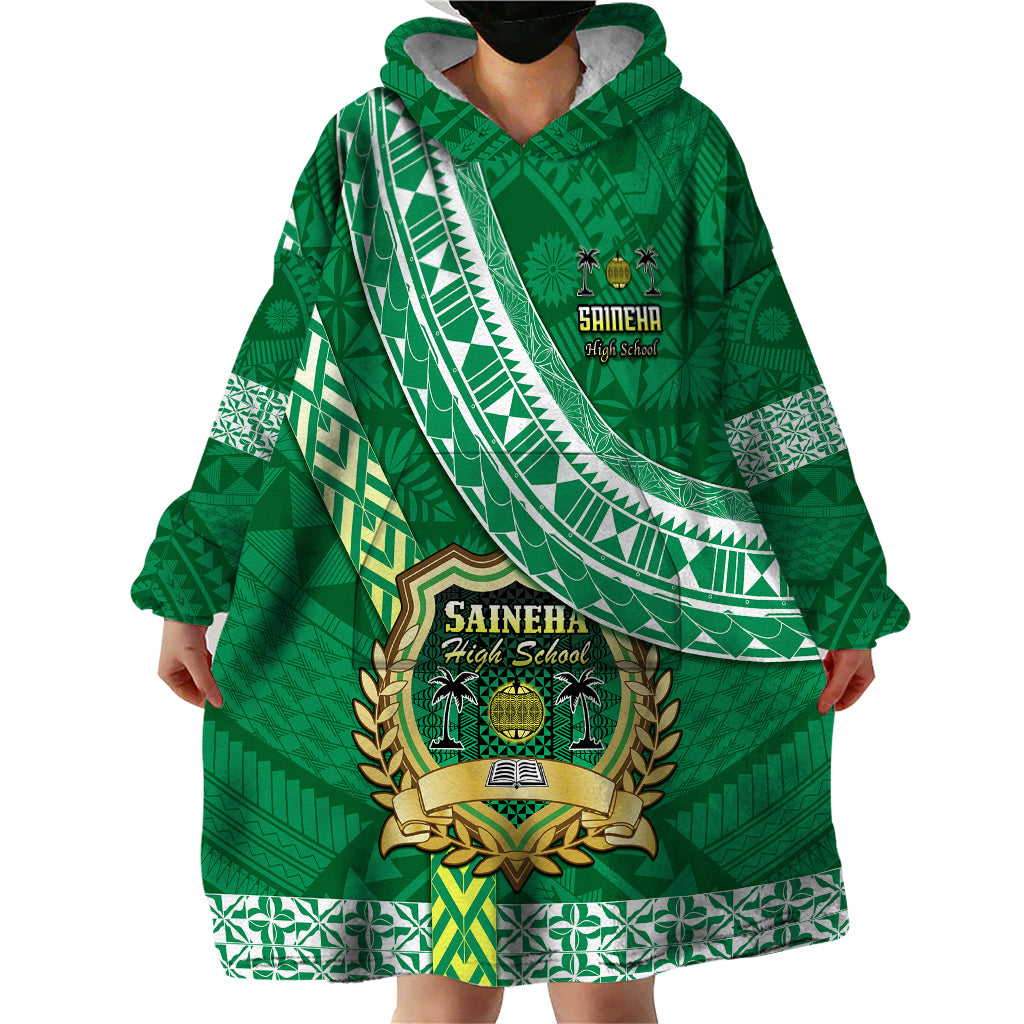 Custom Saineha High School Wearable Blanket Hoodie Tongan Kupesi Pattern LT05 - Polynesian Pride