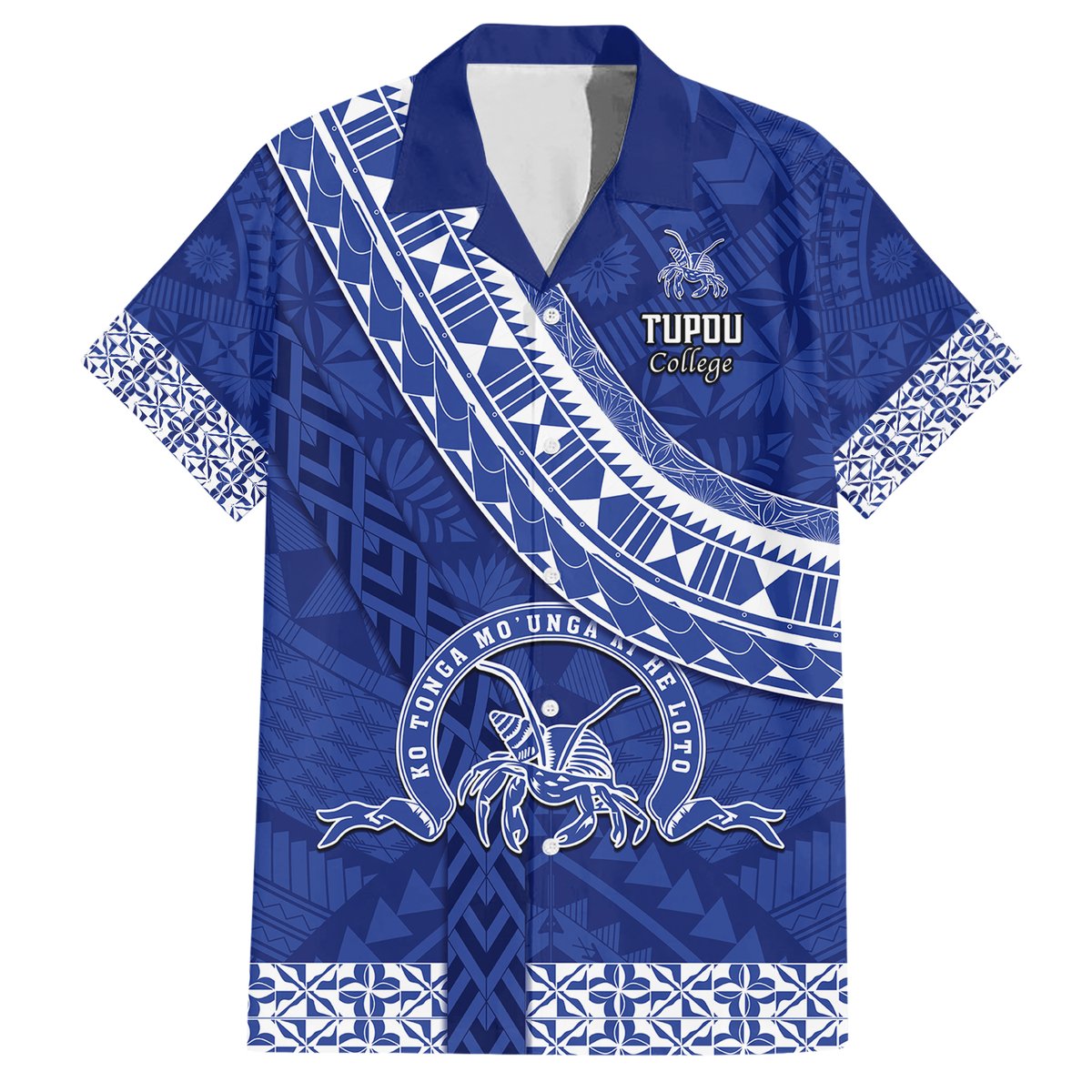 Custom Tupou College Hawaiian Shirt Tongan Kupesi Pattern LT05 Blue - Polynesian Pride