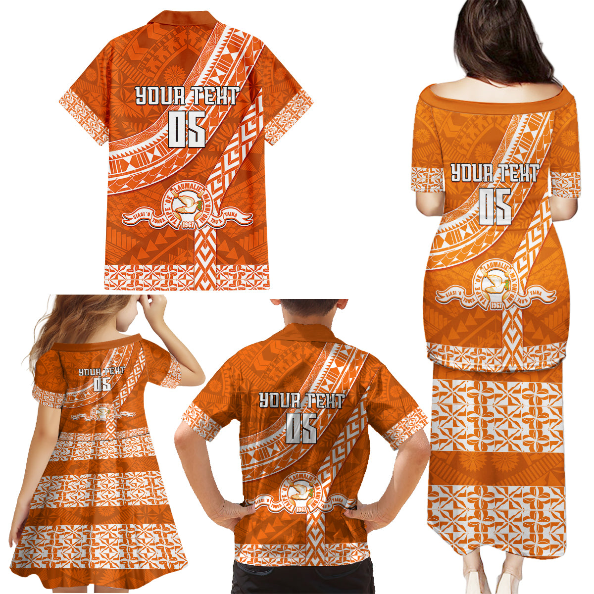 Custom Tailulu College Family Matching Puletasi Dress and Hawaiian Shirt Tongan Kupesi Pattern LT05 - Polynesian Pride