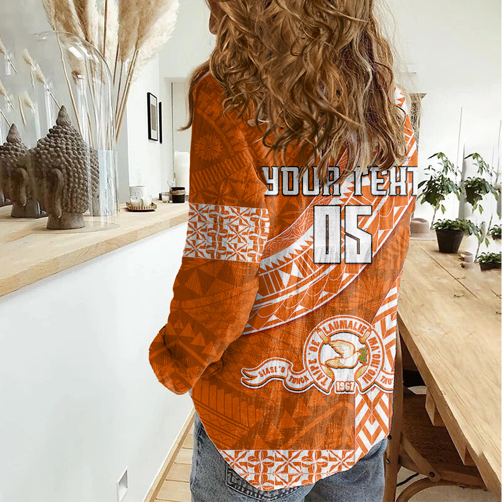 Custom Tailulu College Women Casual Shirt Tongan Kupesi Pattern LT05 - Polynesian Pride