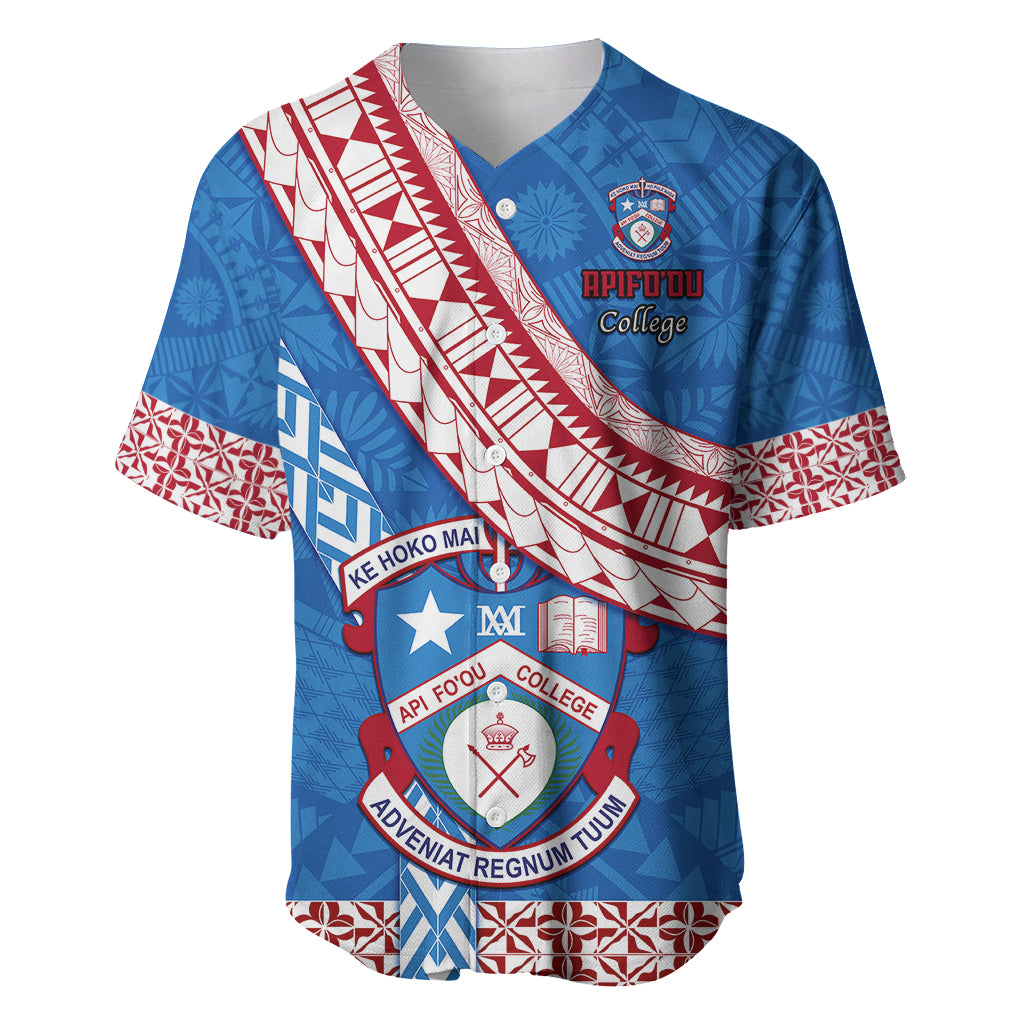 Custom Apifoou College Baseball Jersey Tongan Kupesi Pattern LT05 Blue - Polynesian Pride