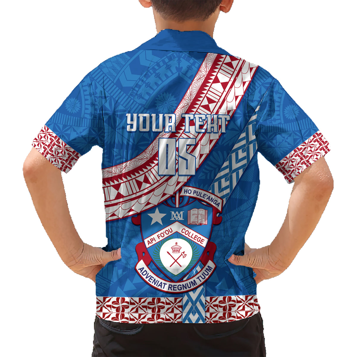 Custom Apifoou College Kid Hawaiian Shirt Tongan Kupesi Pattern LT05 - Polynesian Pride