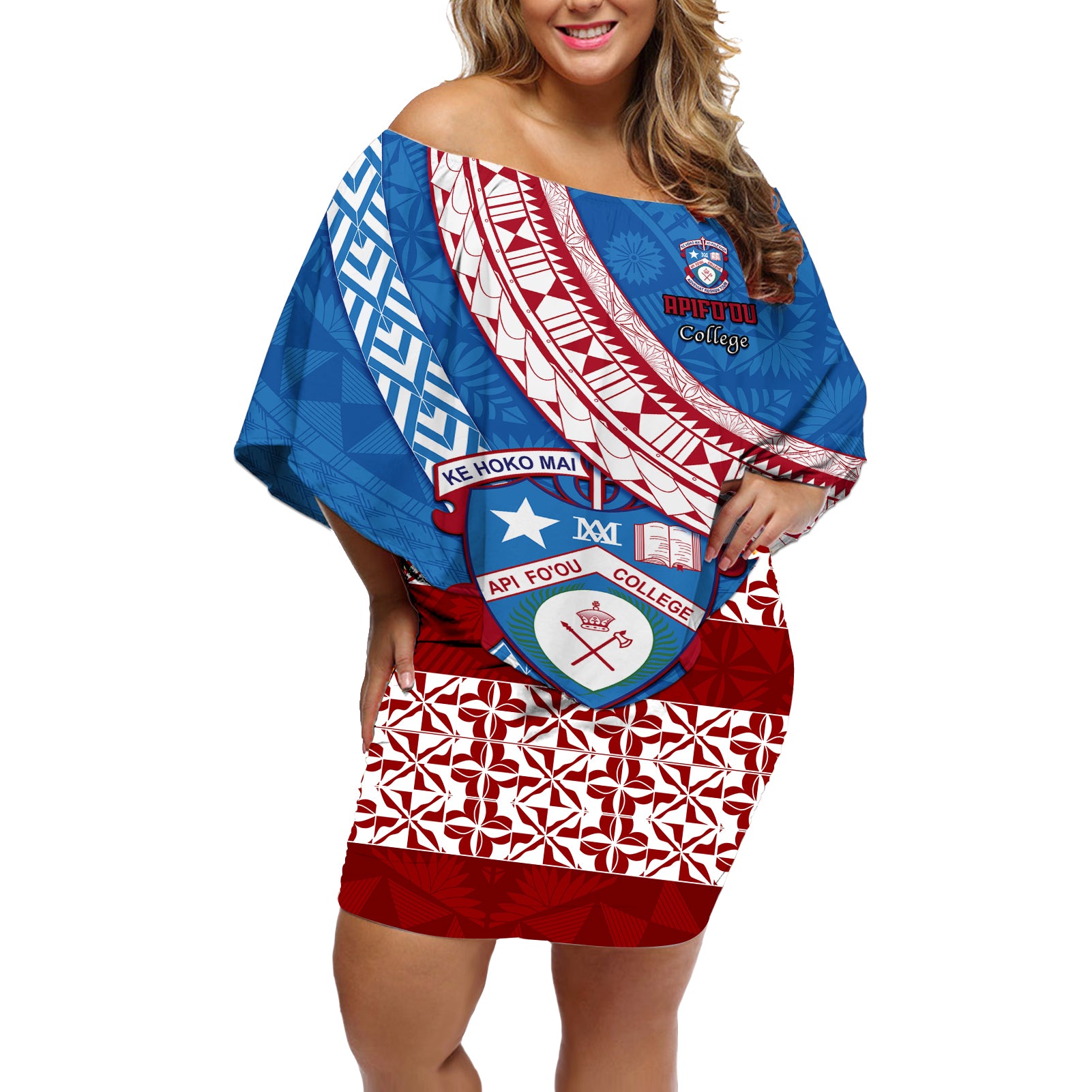 custom-apifoou-college-off-shoulder-short-dress-tongan-kupesi-pattern