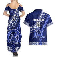 Custom Queen Salote College Couples Matching Summer Maxi Dress and Hawaiian Shirt Tongan Kupesi Pattern LT05 - Polynesian Pride