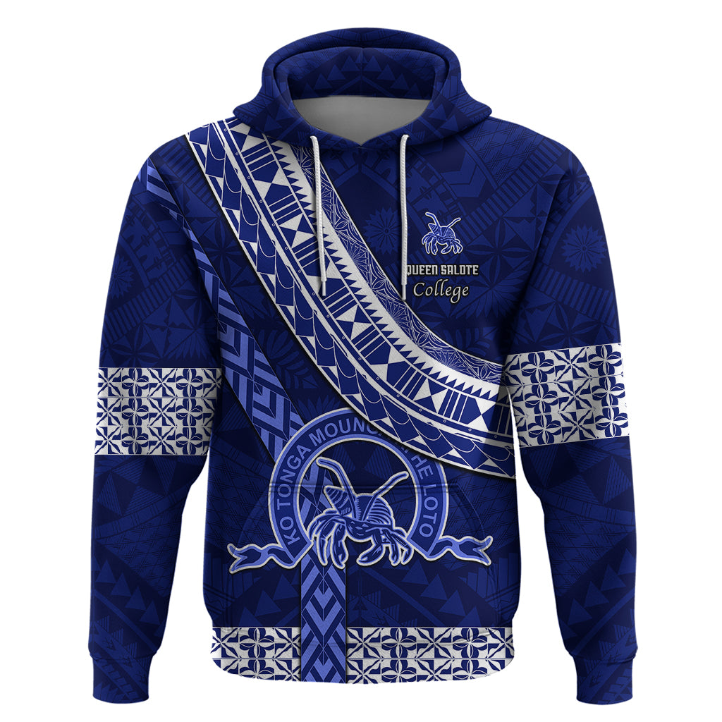 Custom Queen Salote College Hoodie Tongan Kupesi Pattern LT05 Pullover Hoodie Blue - Polynesian Pride