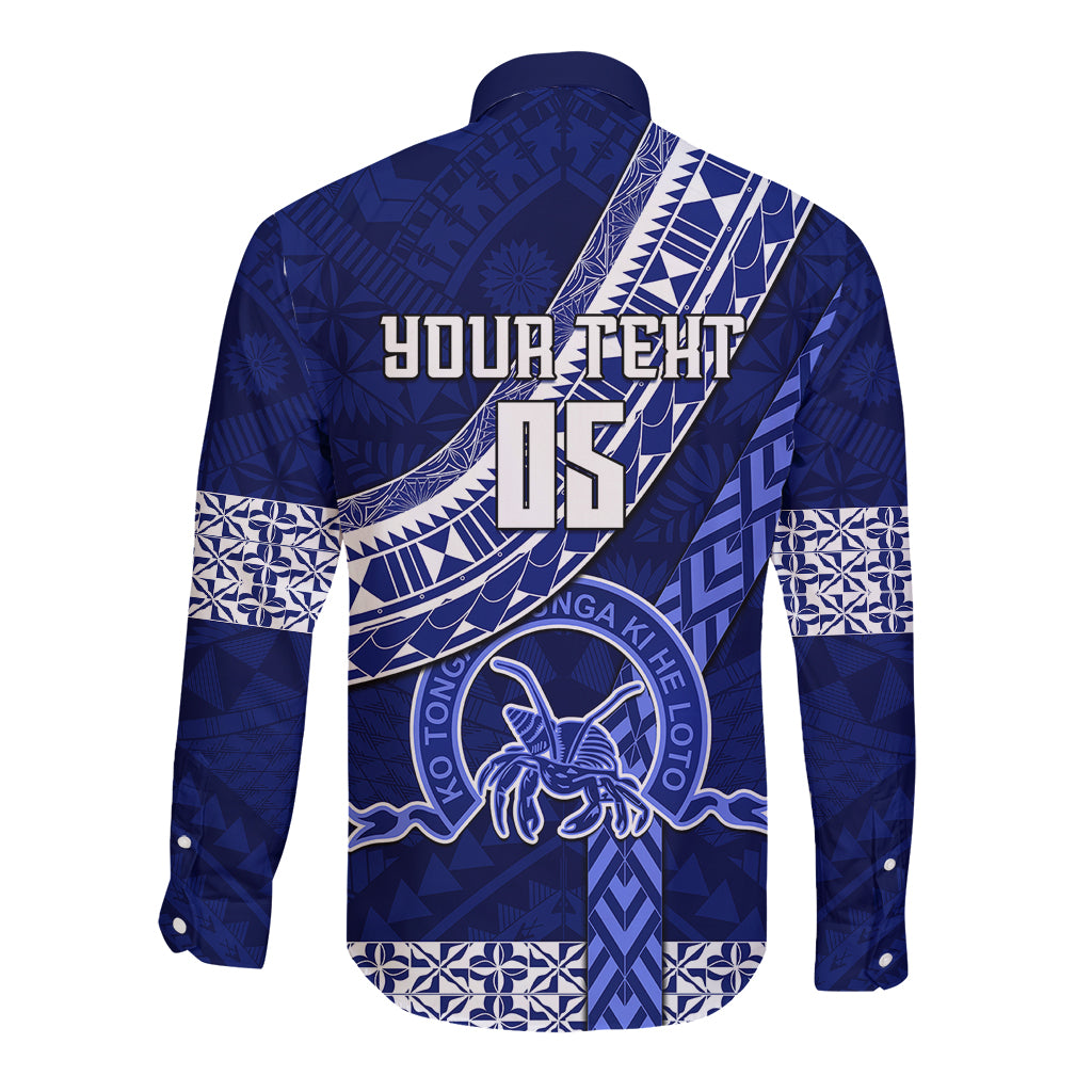 Custom Queen Salote College Long Sleeve Button Shirt Tongan Kupesi Pattern LT05 - Polynesian Pride