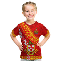 Custom Kolisi Tonga Kid T Shirt Tongan Kupesi Pattern LT05 Red - Polynesian Pride