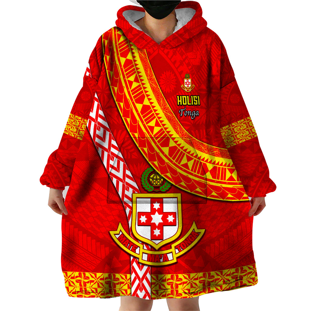 Custom Kolisi Tonga Wearable Blanket Hoodie Tongan Kupesi Pattern LT05 - Polynesian Pride