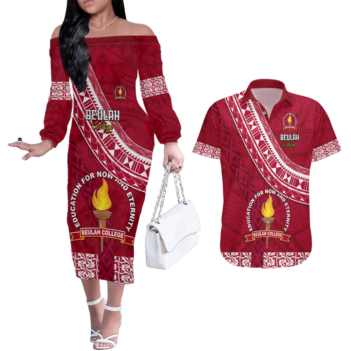 custom-beulah-college-couples-matching-off-the-shoulder-long-sleeve-dress-and-hawaiian-shirt-tongan-kupesi-pattern