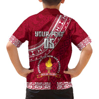 Custom Beulah College Family Matching Short Sleeve Bodycon Dress and Hawaiian Shirt Tongan Kupesi Pattern LT05 - Polynesian Pride