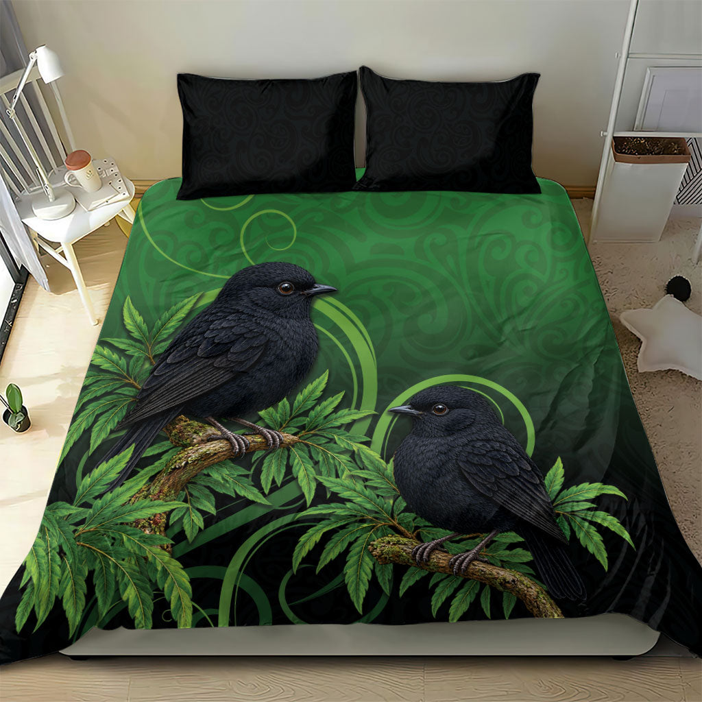 New Zealand Black Robin Bedding Set Karure Maori Koru Art Tattoo LT05 - Polynesian Pride